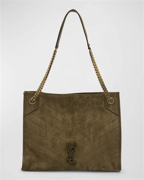 ysl bag green suede|YSL niki tote.